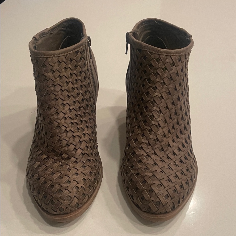Woven Ankle Booties in Brown